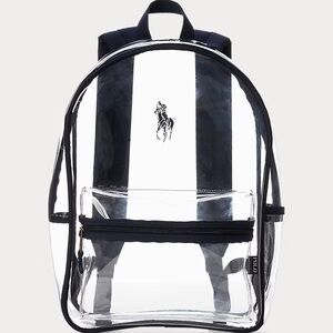 Polo Ralph Lauren Big Pony Clear Backpack Navy Trim Transparent PVC Stadium Bag